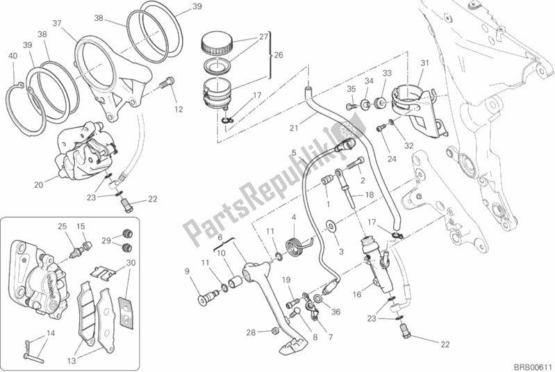 All parts for the Rear Braking System of the Ducati Multistrada 1260 S Pikes Peak 2018
